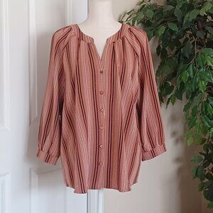 FINAL SALE: LIKE NEW! Adrienne Vittadini Button Down Striped Blouse XL